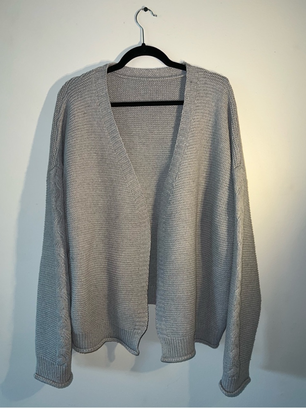 Light Gray Open-Front Women's Cardigan Sweater